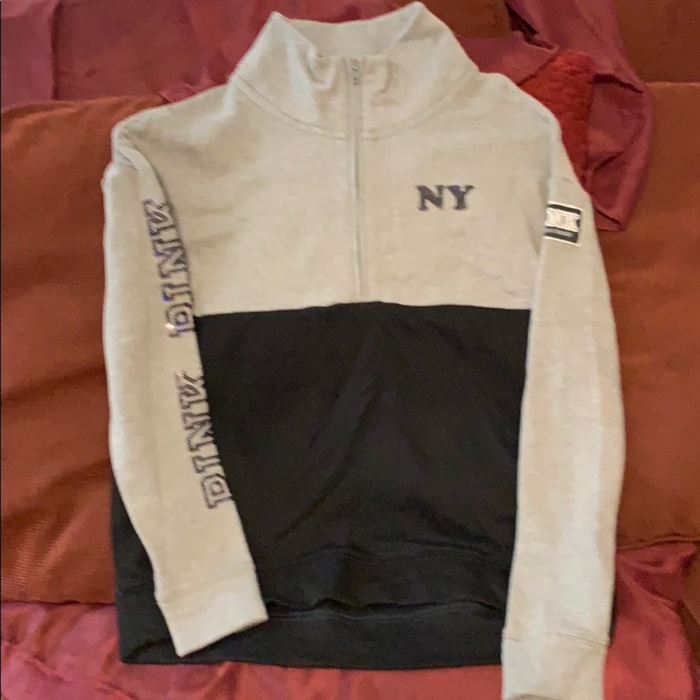 VS pink half zip sequined New York sweatshirt